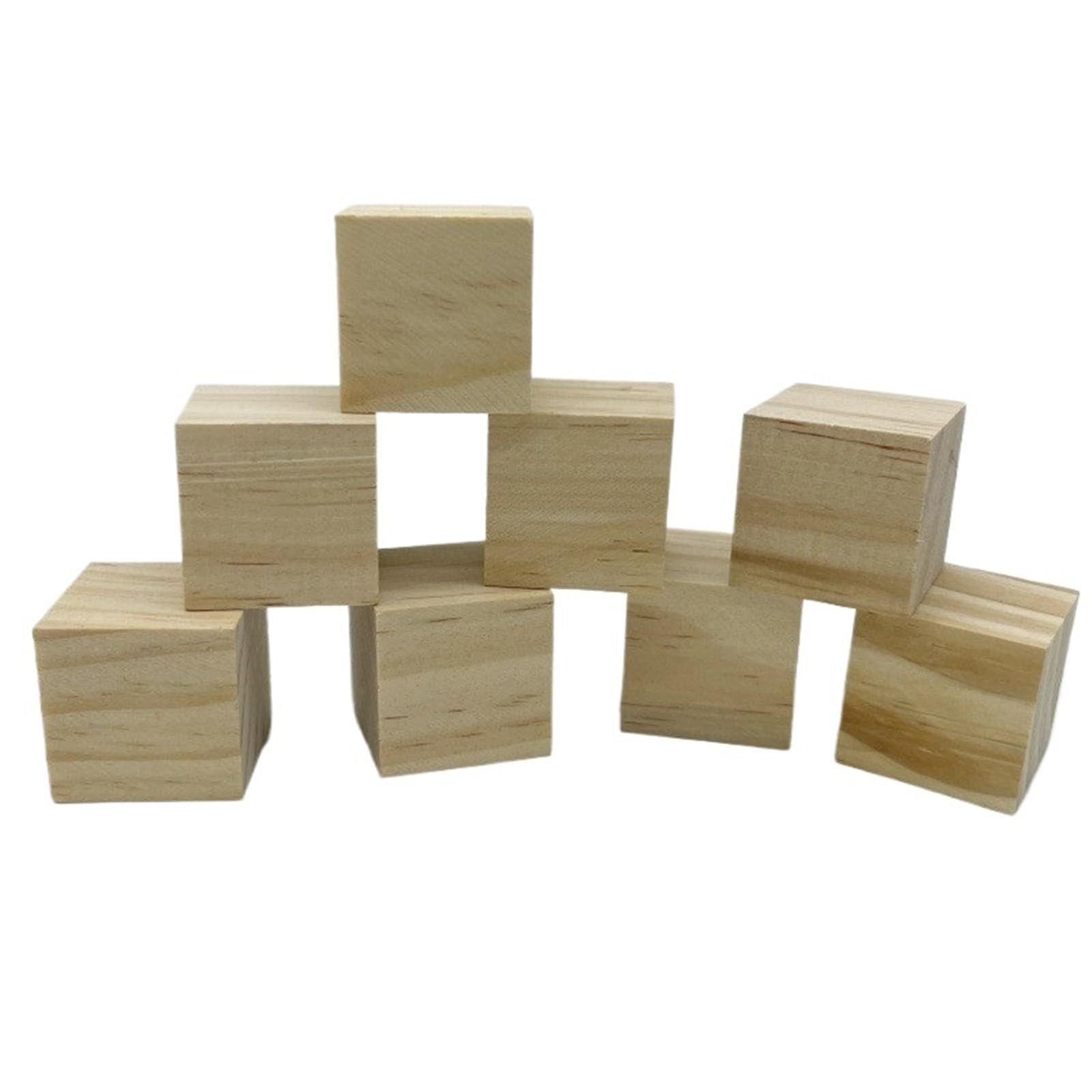 LSNNMU 50 Pcs 30mm Wooden Square Blocks Mini Cubes Embellishment for Woodwork Craft DIY for Crafts