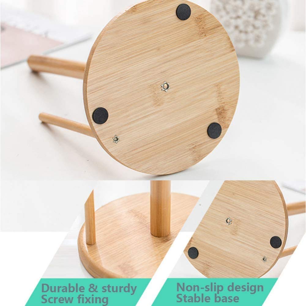 LYGSWDB Portarrollos de Papel higiénico, Soporte para Papel de Cocina de bambú, Organizador de Soporte para Rollo, Colgador de pañuelos con Ventosa para baño, Toalla, 2 uds.