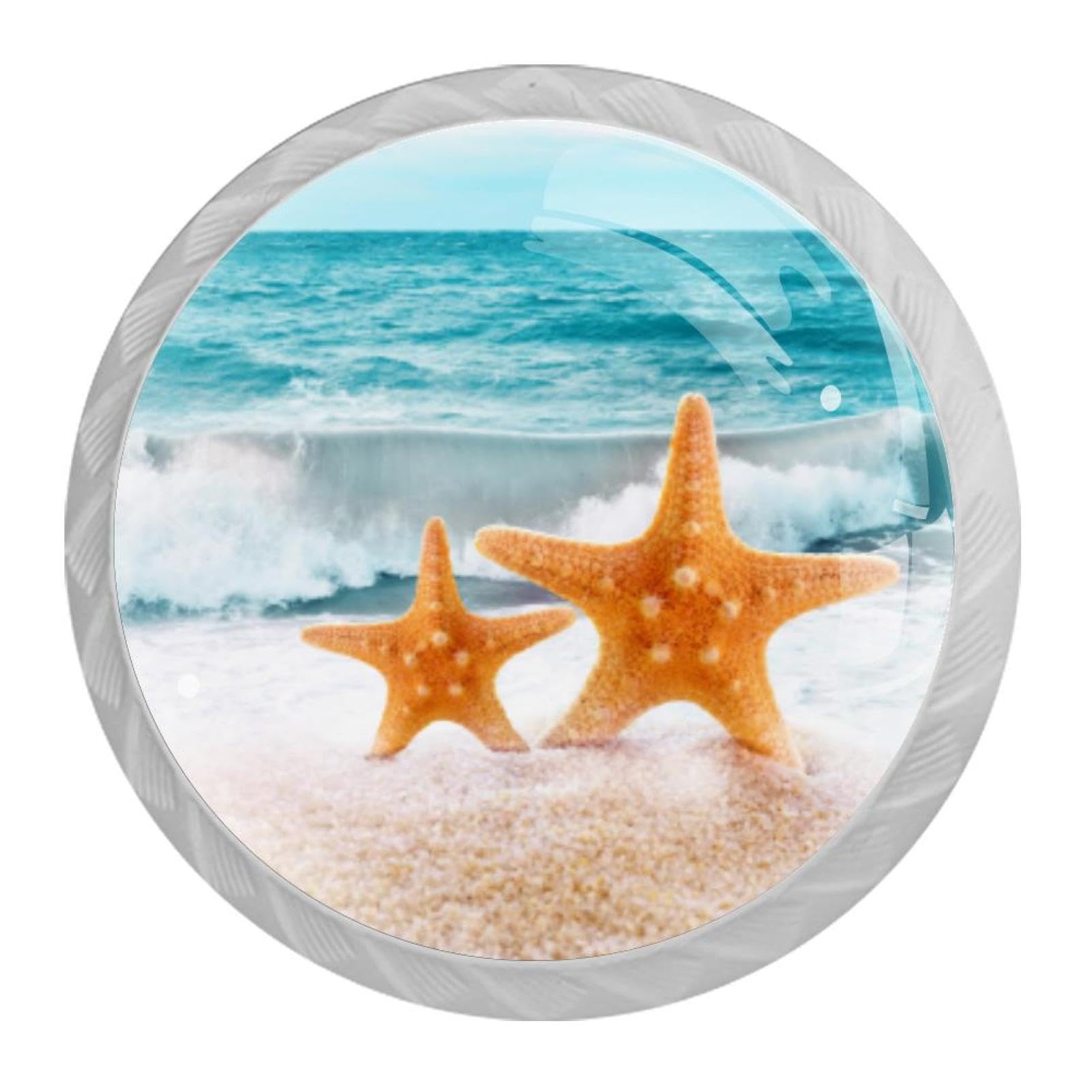 Tqmspg Multi05 4 Pieces Drawer Pulls Beach Starfish Landscape Door Knobs Dresser Handles For Kitchen Wardrobe Cupboard Hardware Furniture