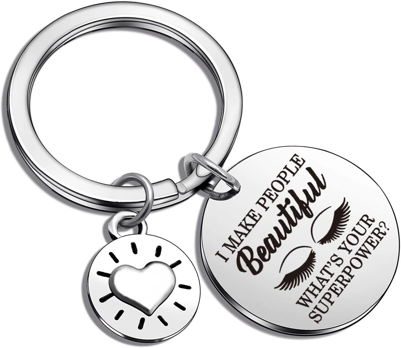Beautician Keychain for Makeup Artists - Engraved Stainless Steel Jewelry Gift, Perfect for Eye Lash Artists & Sister, Holiday Special