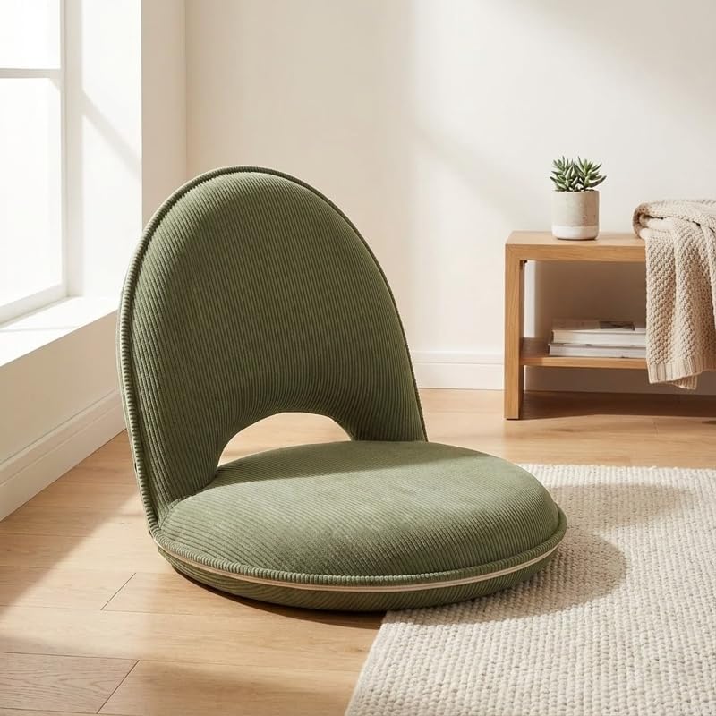 座椅子 フロアチェア 折りたたみ式 5段階調整 高密度リバウンドスポンジ 人間工学設計 取り外し可能ファブリックカバー 39x46x