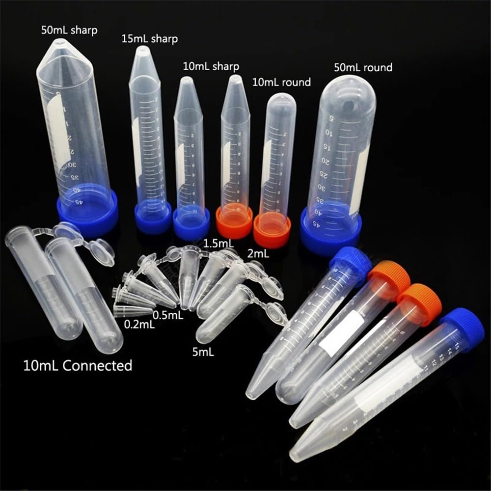 Tamaños de tubos de centrífuga de plástico for laboratorio, tapas de rosca y de presión, recipientes de laboratorio(10mLconnected 200pcs)