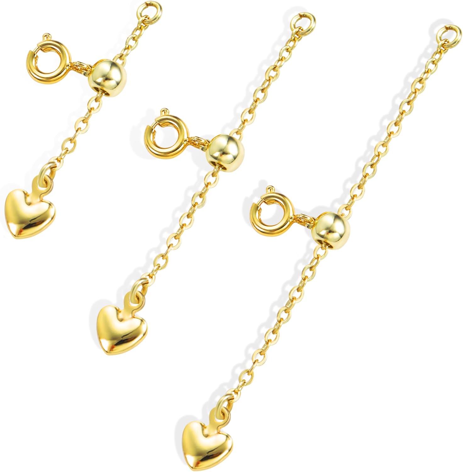 Necklace Extender Durable 14K Gold Plated Solid Brass Slider Necklace Bracelet Extenders Gold Extension Chains for Neckalces(1 2 3 inch)