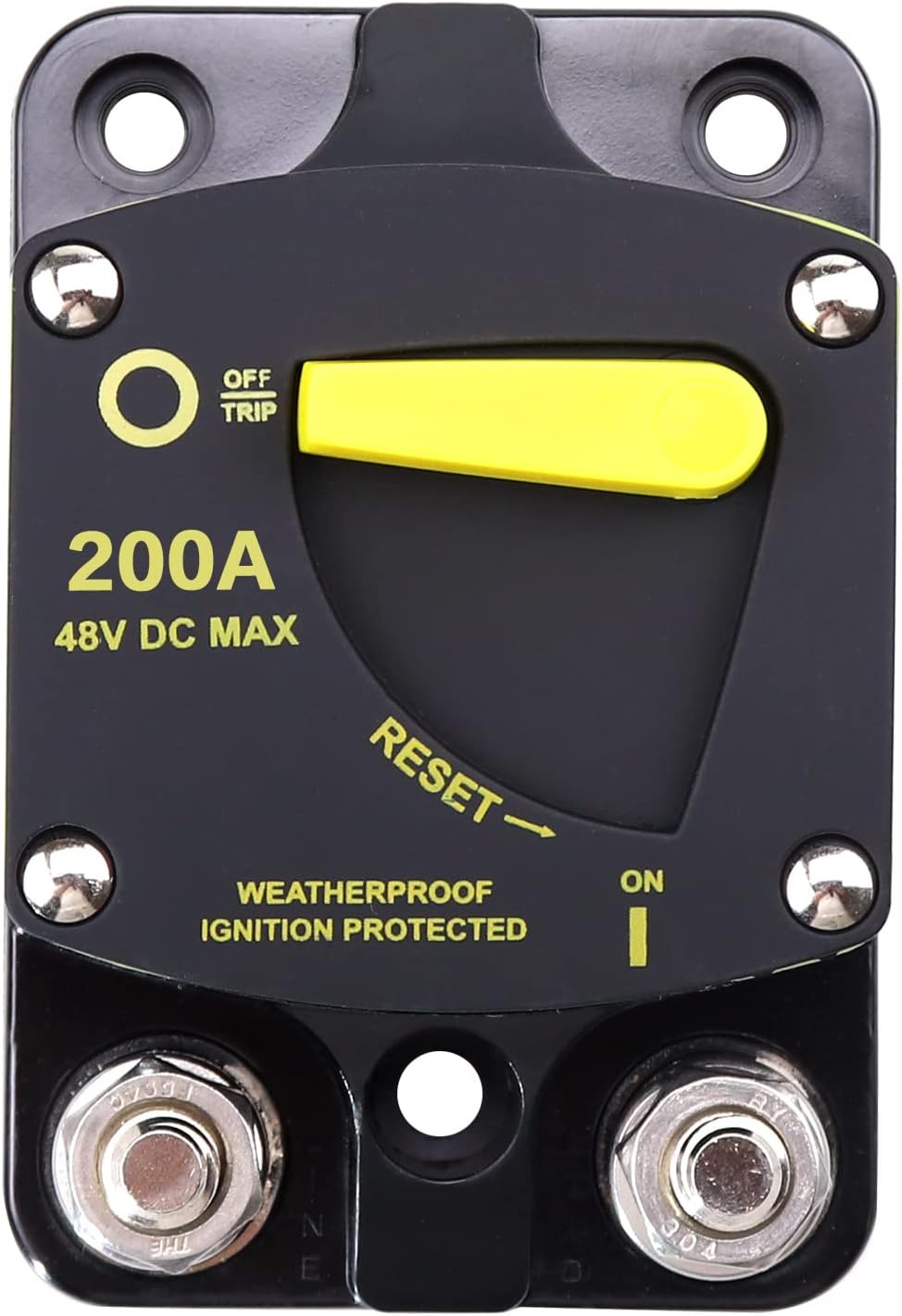 200A Resettable Circuit Breaker, 12V-48V DC, 200Amp Self Recovery Circuit Breaker for Car Audio & Amps Protection, 12V-48V DC