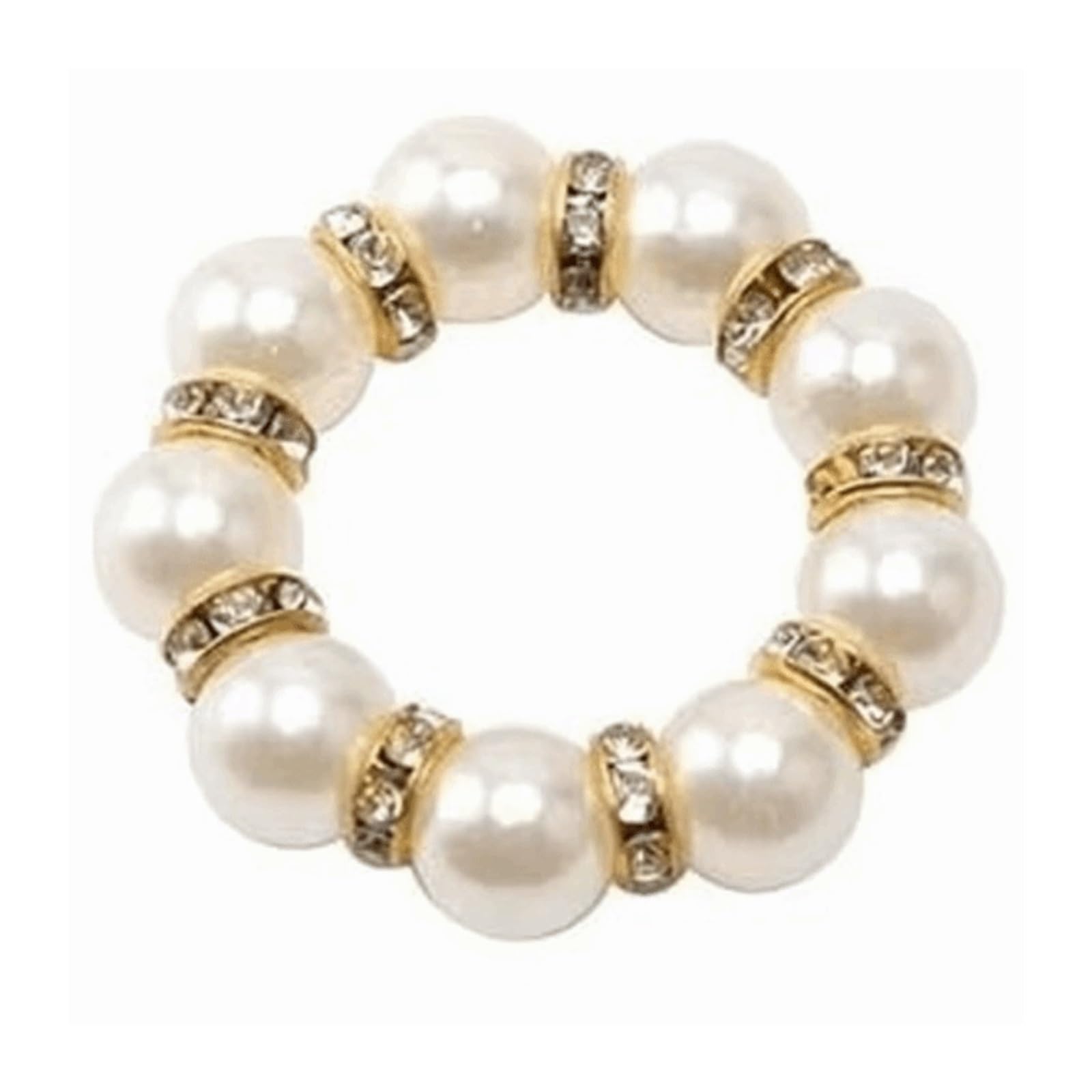 24PCS Gold Beaded Napkin Rings with Pearl Texture Elastic Holder for Dinner Banquet