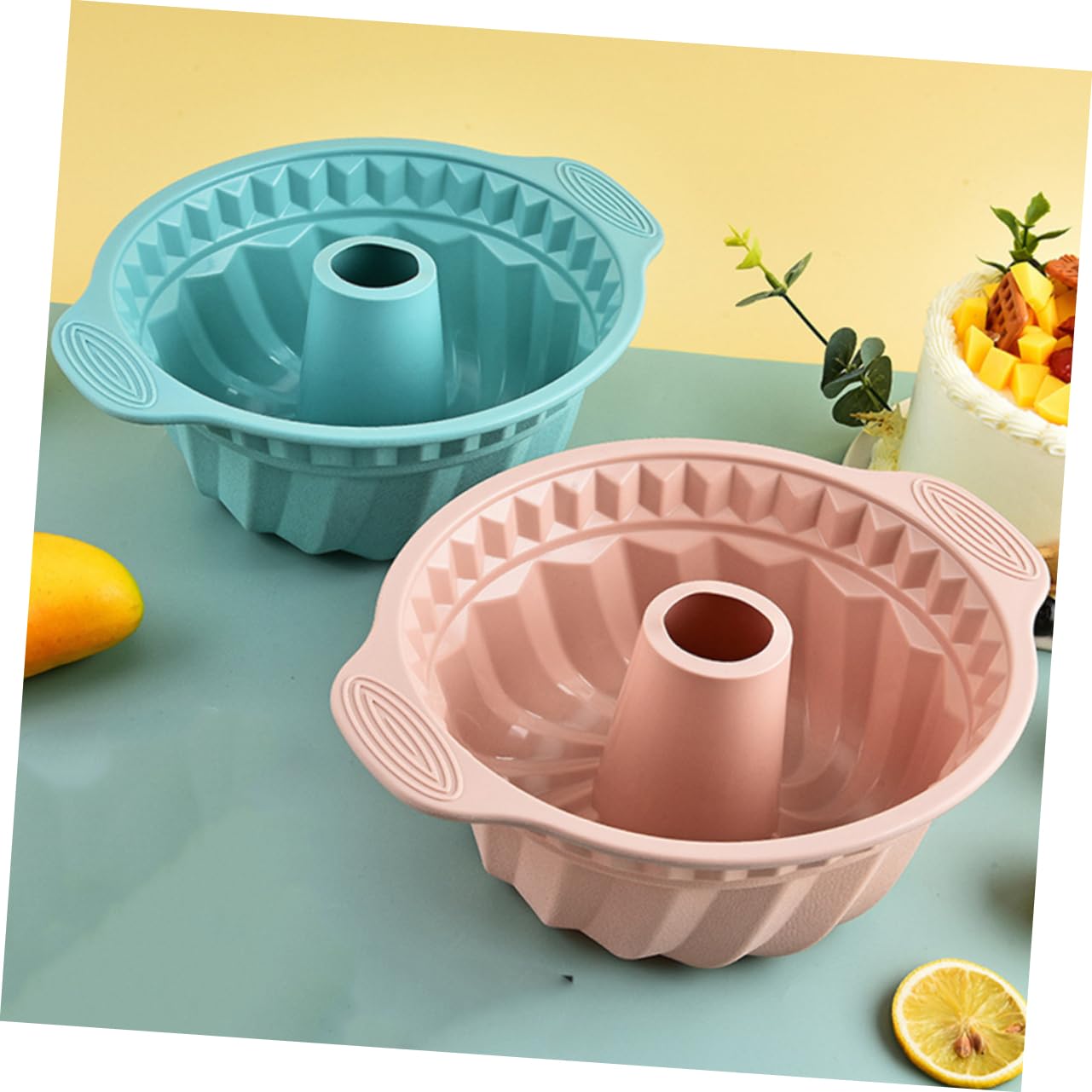 Alipis Set 3 Stampo in Silicone per Dolci, Tortiera Chiffon Antiscivolo e Resistente, Forma Rotonda Bordo Svasato, Grande capacità, per Pasticceria Casalinga