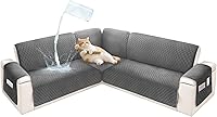 Vista 26 de Fundas de sofá seccional para perros 100% impermeables, funda de sofá en forma de L para esquinas, de terciopelo, lavable, antideslizante