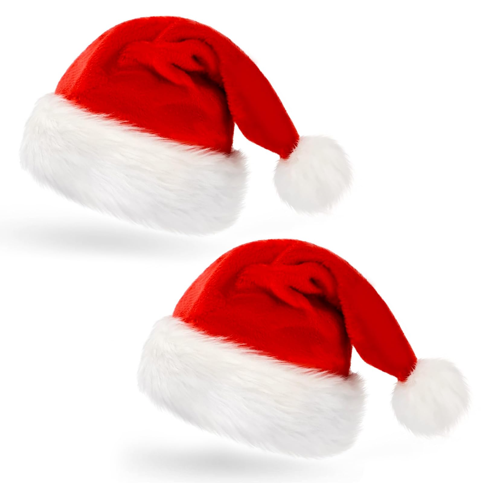GHONLZIN 2 Pieces Christmas Santa Hat for Adults Comfort Traditional Unisex Plush Velvet Extra Thick for Christmas New Year Party Supplies