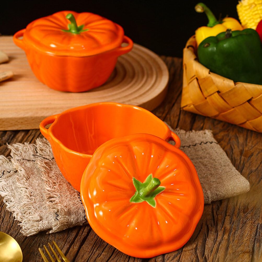 Zucca Cocotte Forno: Ceramica Zucca Zuppa Terrina con Coperchio Raccolta Cucina Dessert Ciotola Stockpot per Ringraziamento Natale Cena Table Centerpiece Arancione