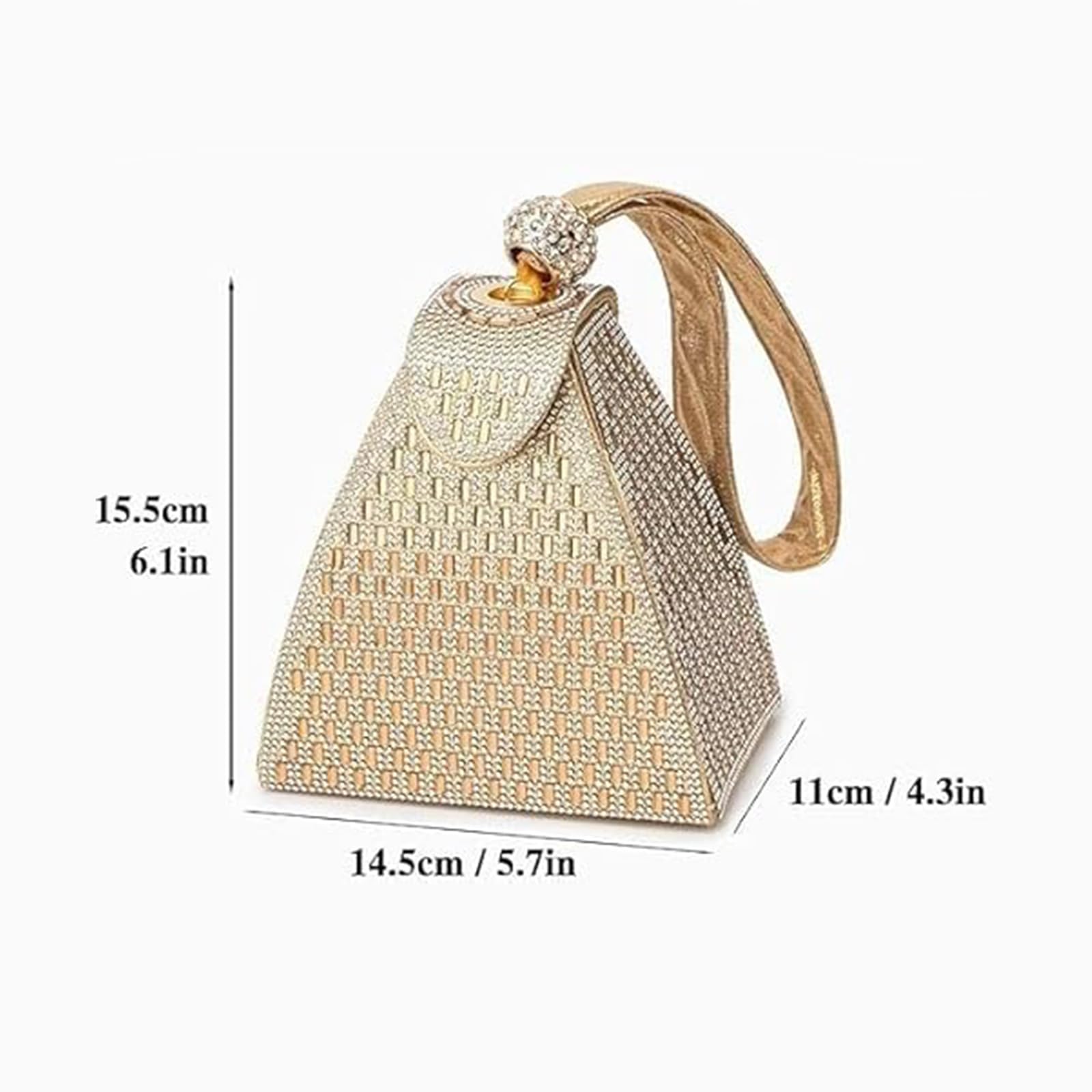 Bolso de Mano con Forma de Pirámide de Cristal, Bolsos de Noche de Lujo con Diamantes de Imitación