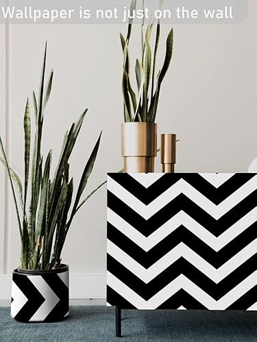 Miniatura 6 de Papel tapiz de color blanco y negro moderno para dormitorio, papel tapiz de rayas blancas y negras, autoadhesivo, extraíble, papel de contacto de