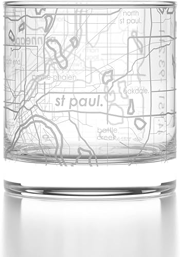 Miniatura 145 de Well Told Vaso de whisky grabado con mapa de Charleston, Carolina del Sur, vaso de rocas estilo antiguo (11 oz, transparente), vaso de whisky
