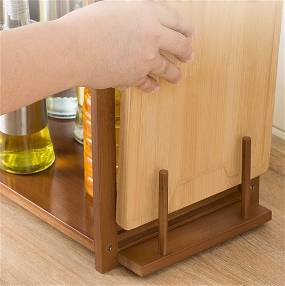 KanDuo Mikrowellen-Installationsständer, Halterungen for Ofengestelle, Mikrowellen-Aufbewahrungsregal, Arbeitsplatte mit Haken, Gewürzglas, Geschirrständer, Mikrowellengestell(Brown)