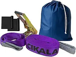 Slackline Roxo 15 M Catraca + Alças + Protetores + Bolsa