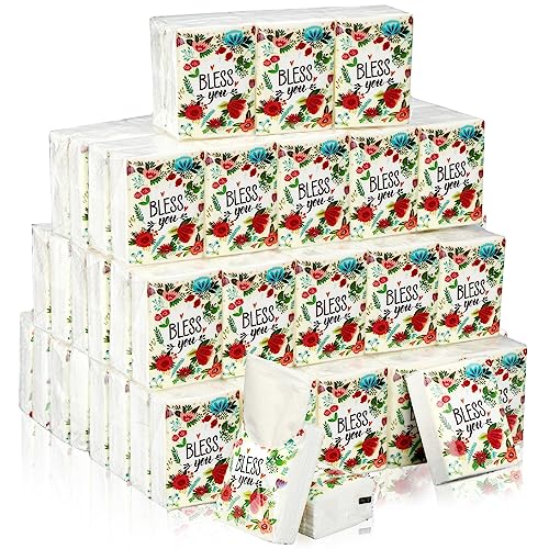 Image of 50 Pack Christian Pocket Tissues Gifts Bulk Bible Verse Travel Packs Bulk 500 Sheet Small Tissues Pocket Packs 3 Ply Mini Travel Size Individual Religious Party Favor