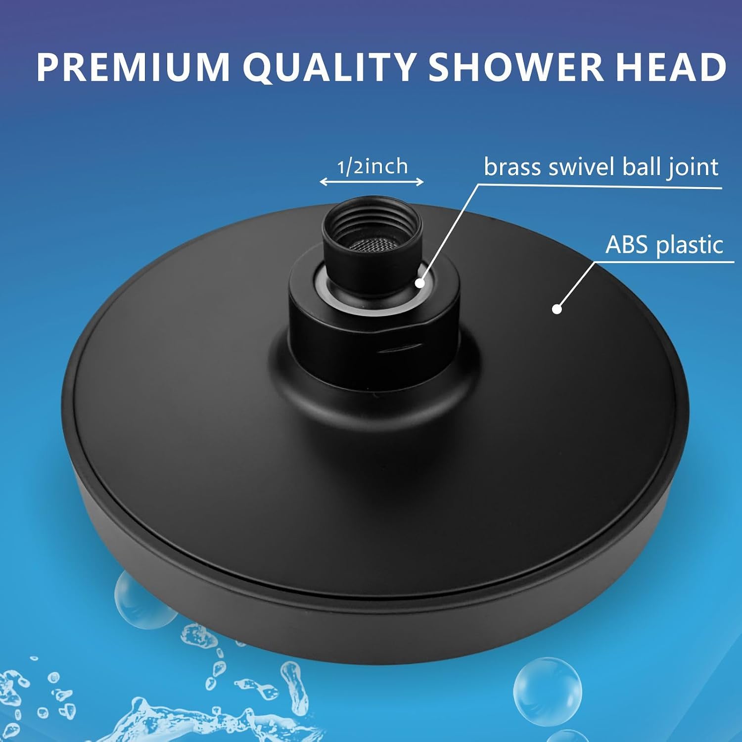 High Pressure Rain Shower Head, High Flow Pressure Boosting Adjustable Rainfall Showerhead, Awesome Shower Experience Even At Low Water Flow, Black