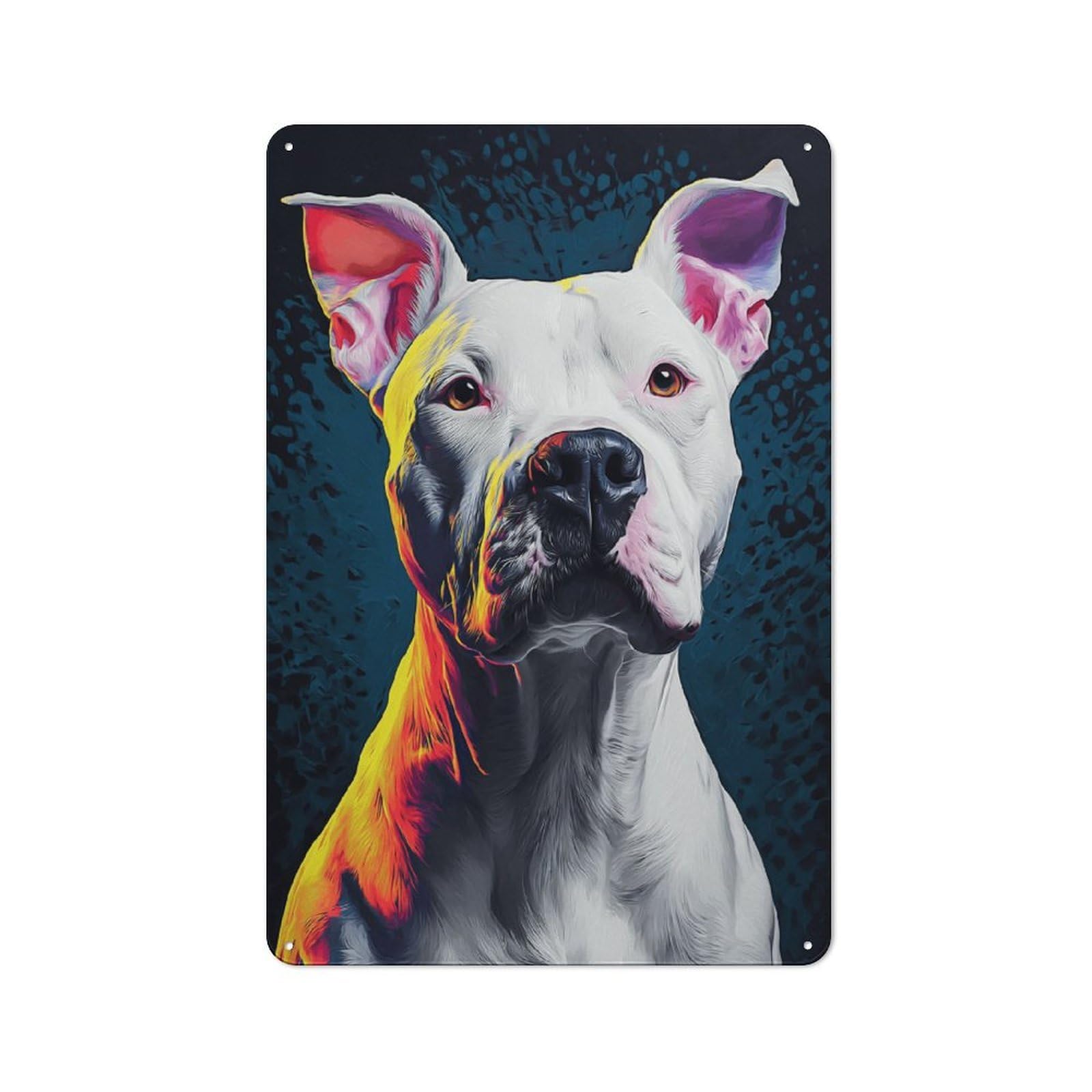 Junmoney Colorful Abstract Dog Portrait -7 Rustic Tin Sign 30X20cm For Living Room Or Hallway, Suited To Living Room Decor Lovers