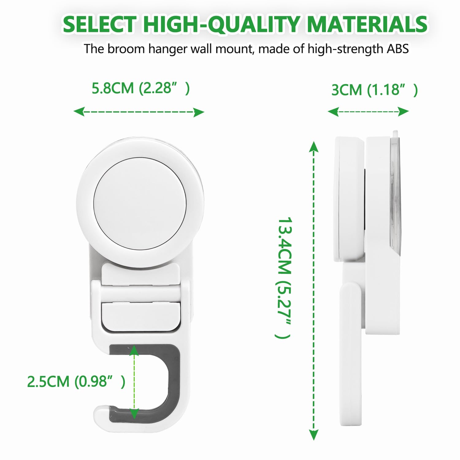 Soporte para trapeador de pared con ventosa, soporte para escoba, mango de trapeador, organizador de limpieza para el hogar, sin taladrar, soporta hasta 12-15 libras (paquete de 3) 2