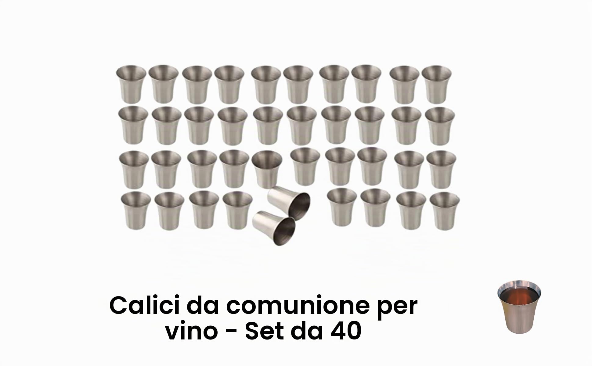Communion Ware - 2 vassoi da portata per vino sacro con coperchio e 2 piatti impilabili con coperchio + 80 tazze, articoli per chiesa in acciaio inox per comunione, comunione, articoli per chiesa