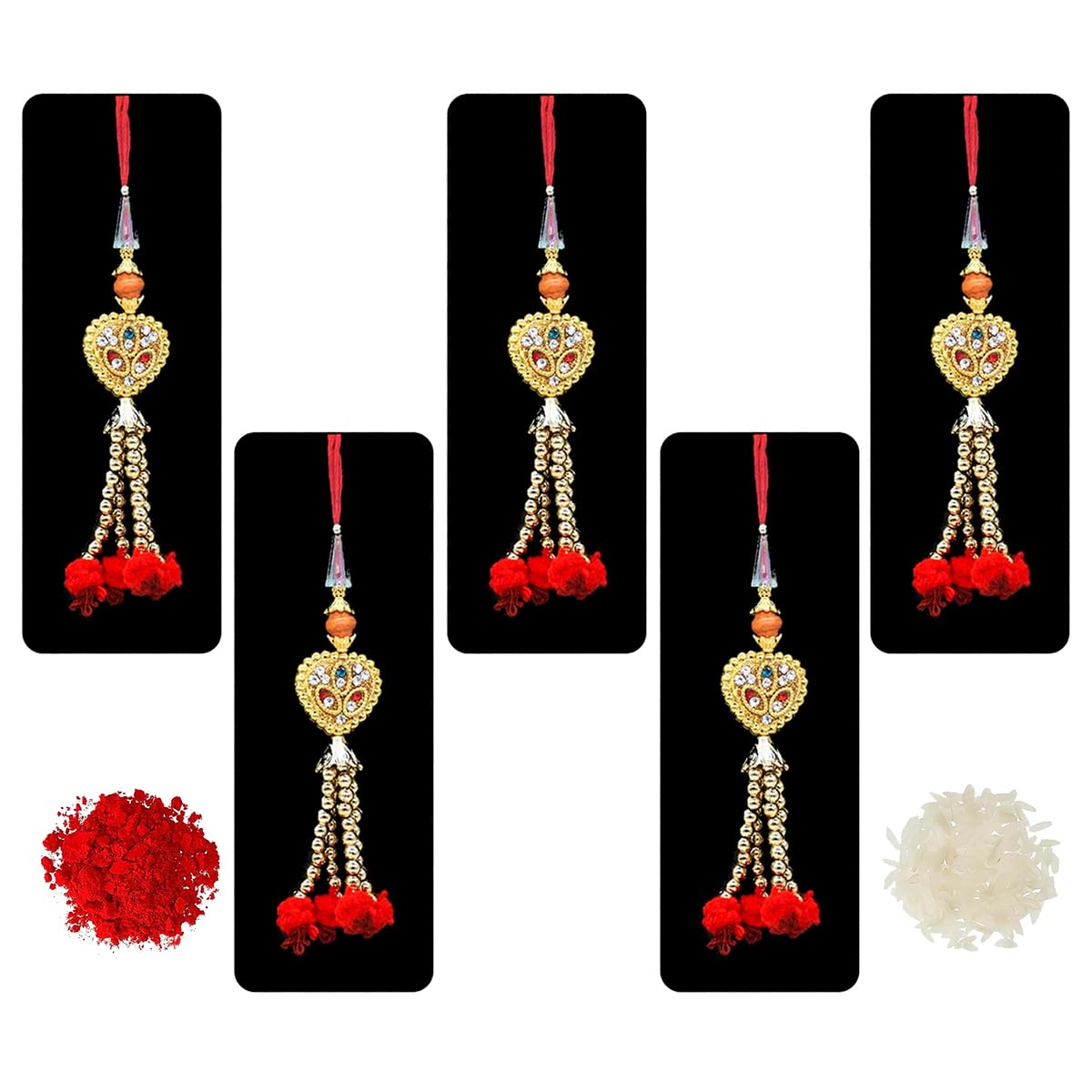 Saugat Traders Handmade Lumba Rakhi for Bhabhi Set of 5 - Designer Bangle Rakhi with Roli Chawal - Exclusive Rakhi - Beads Rakhi for Women (B0D41X5HKL) Amazon Price History, Amazon Price Tracker