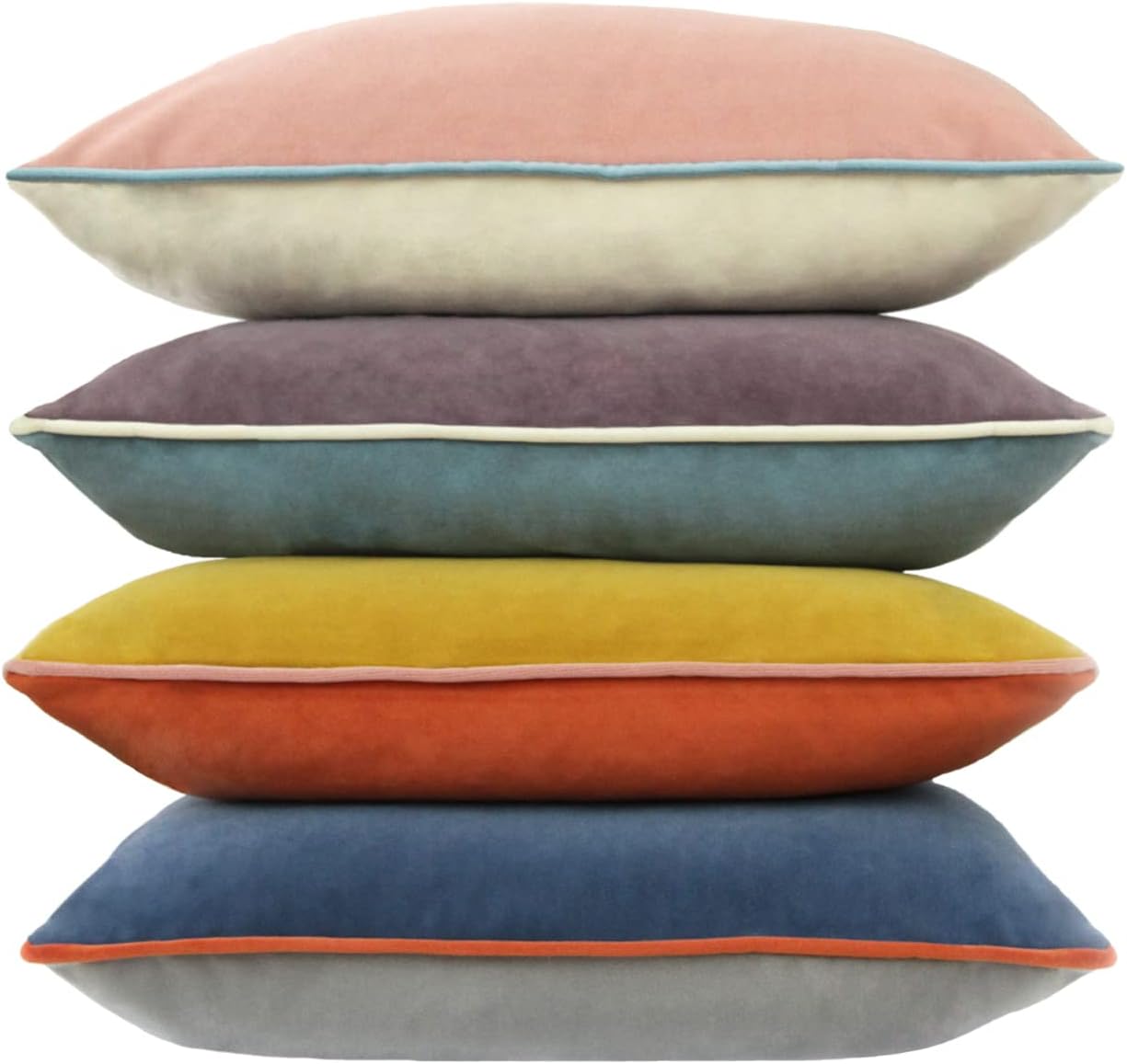 Btyrle Velvet Throw Pillow Covers 16x16 Inch Set of 4 Decorative Velour Pillowcases Double-Colored Cushion Covers for Sofa Couch,Warm-Edge