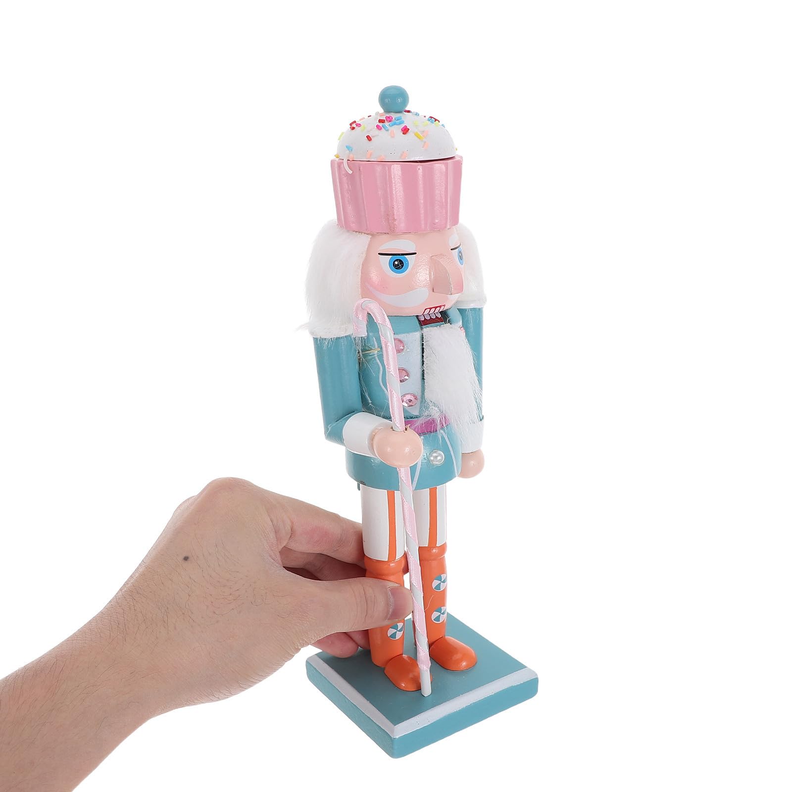 HEMOTON 3 Pezzi Statuina Schiaccianoci Natalizia in Legno, 10 Pollici
