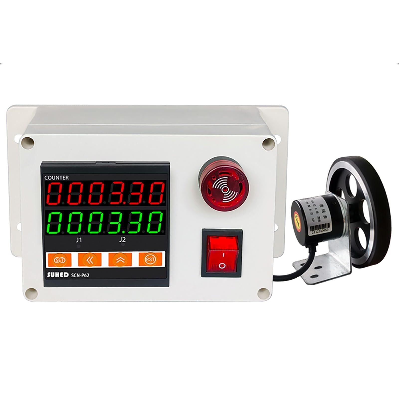 Digital Distance Meter Counter Rotary Encoder with Rolling Wheel and Buzzer, 0-999999 Counting Range for Measuring Cable Fishing Line Silk Thread Wire