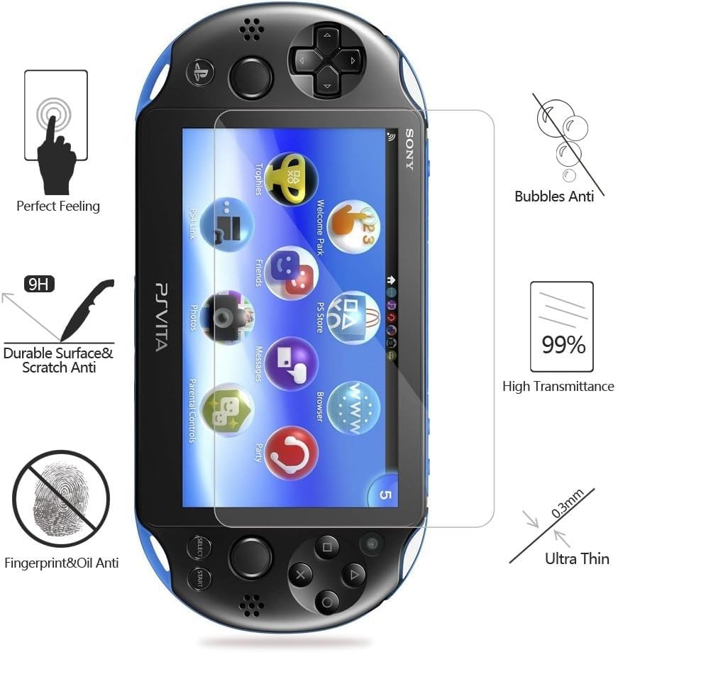 Image of TMG Screen Protector for PS Vita 2000, Premium HD Clear 9H Tempered Glass Screen Protective for Ps Vita PSV 2000-Max Clarity and Touch Accuracy