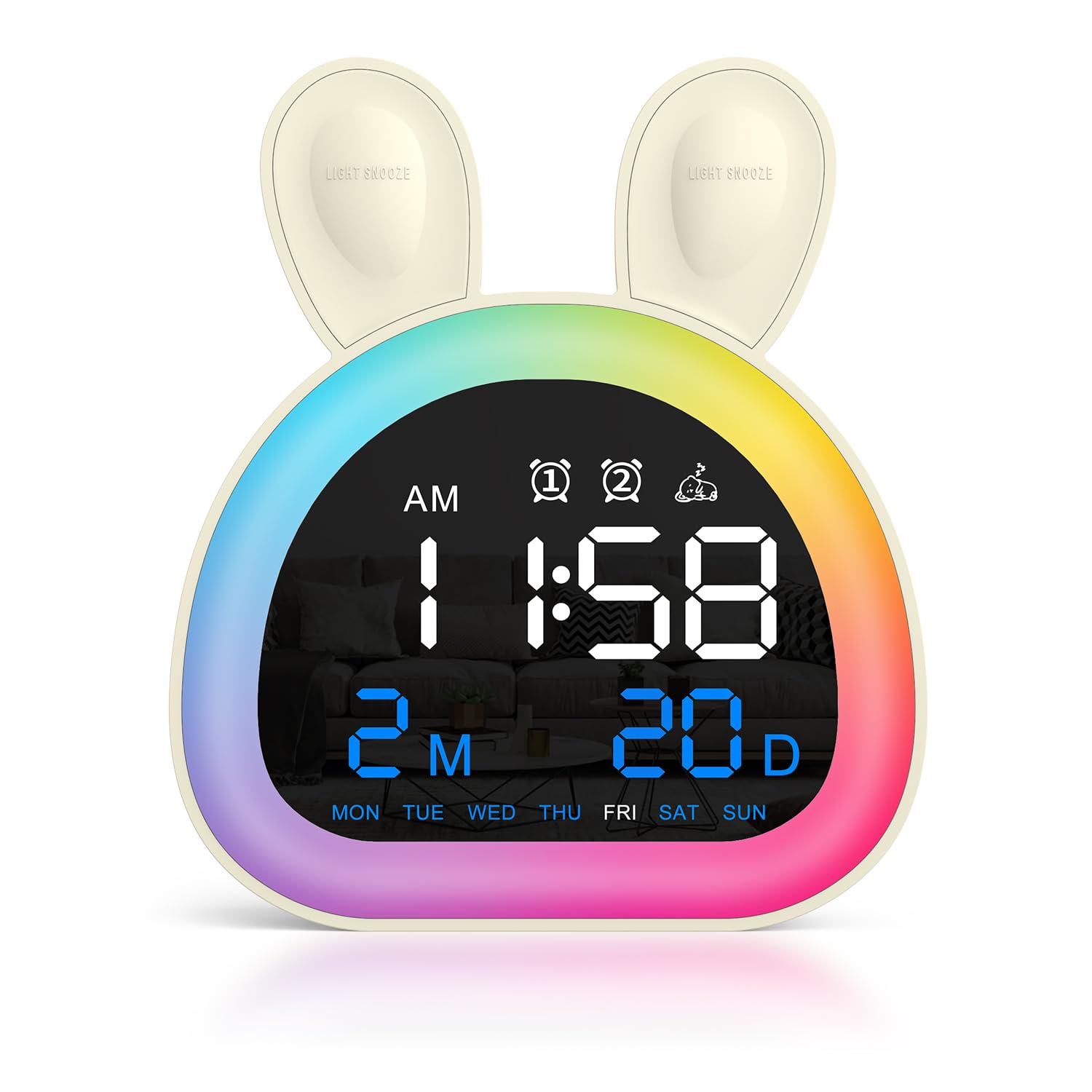 Réveil enfant et veilleuse 9 couleurs pour illuminer sa table de chevet