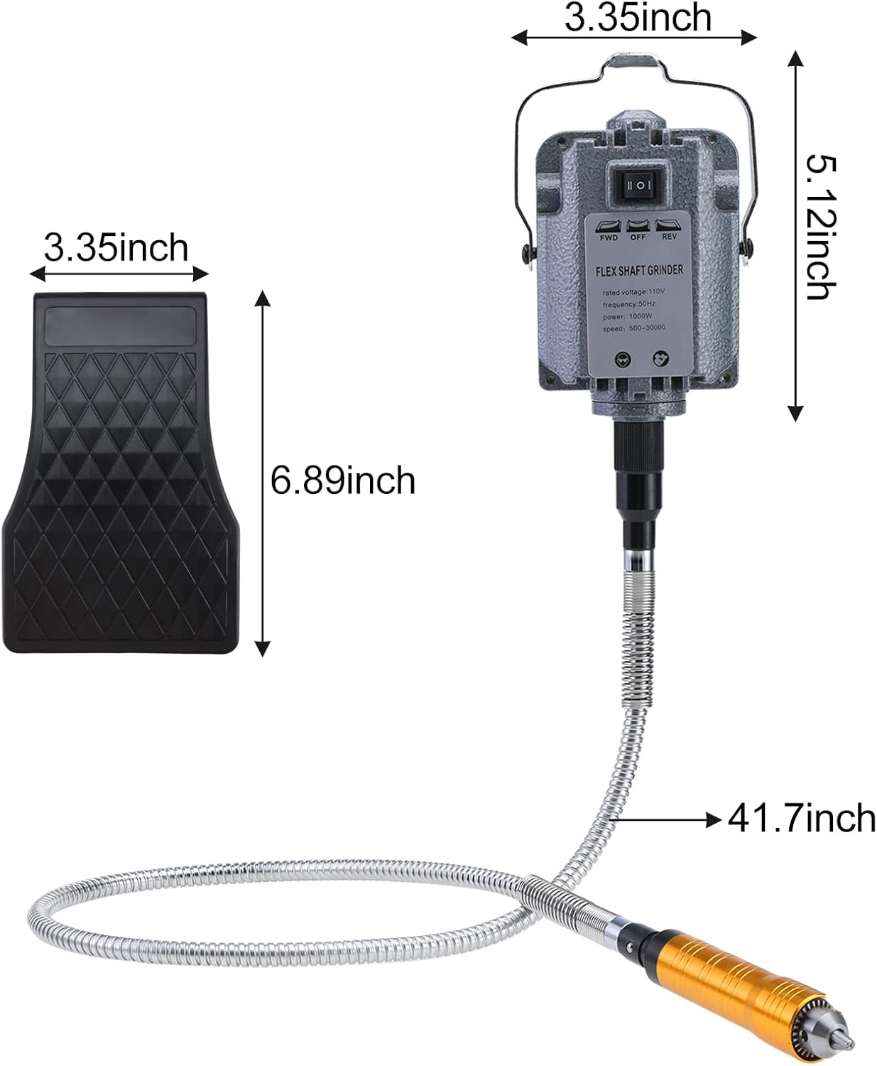 YaeTek Flex Shaft Hanging Grinder 1000W Strong Power Rotary Tool 30000 RPM Electric Multi-function Metalworking Tool with Foot Pedal Control Carving Buffing Tools