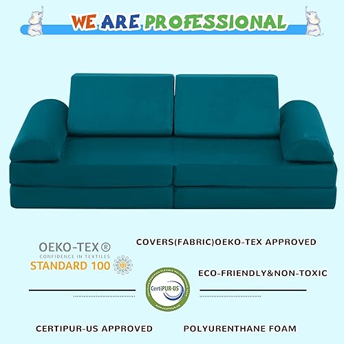 Miniatura 9 de jela Sofá para niños, sofá modular para niños y adultos, juego de casa de juegos para niños pequeños, sofá modular de espuma para interiores y