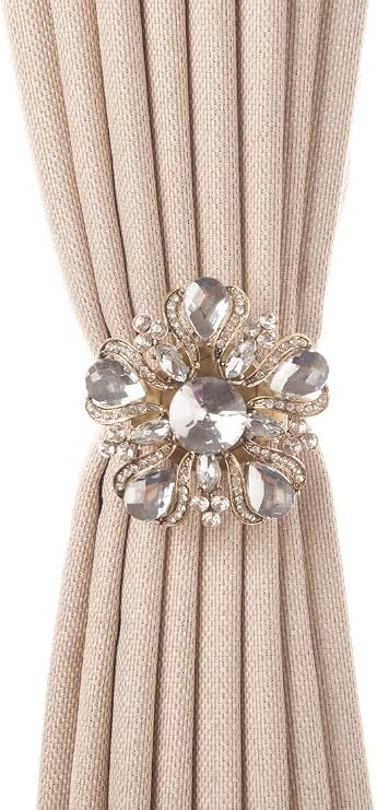 SUQ I OME Luxury Big Crystal Magnetic Curtain Tieback, Bronze
