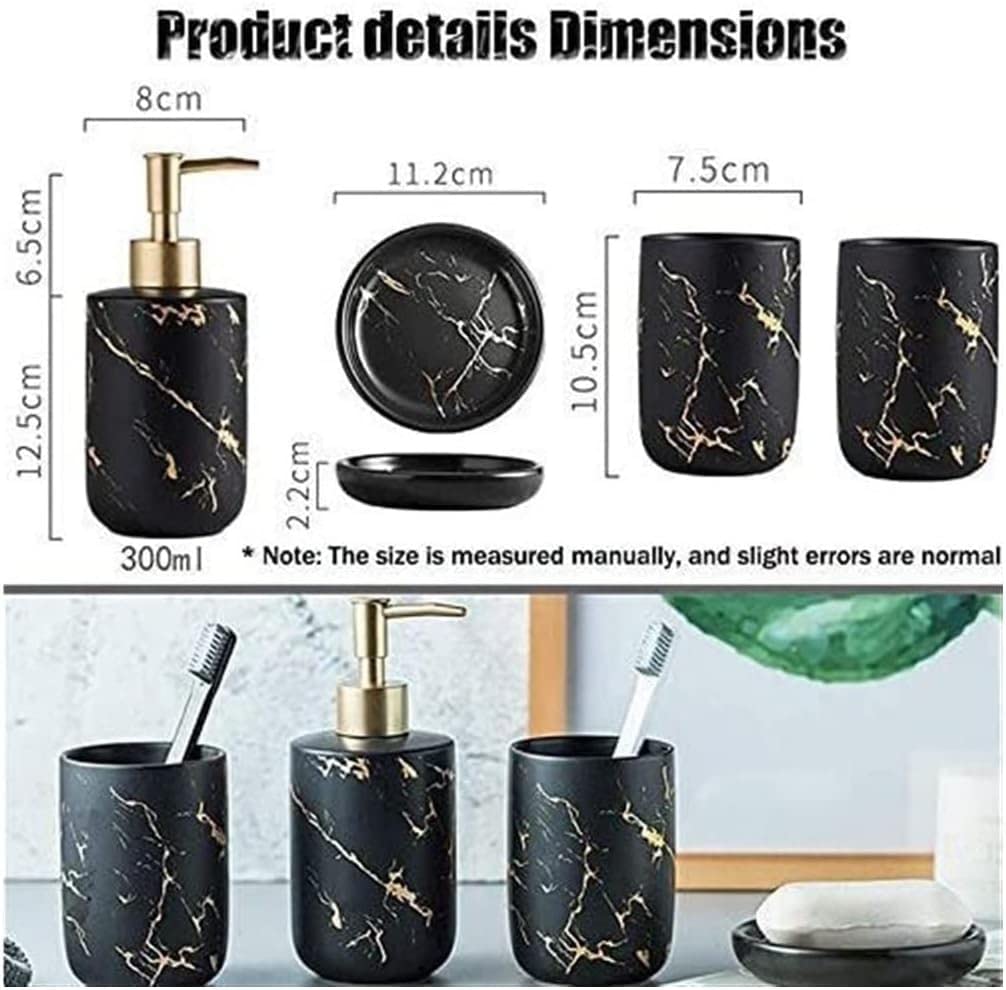 Completo da bagno in ceramica 4 pezzi for arredo , include piatto(Black)