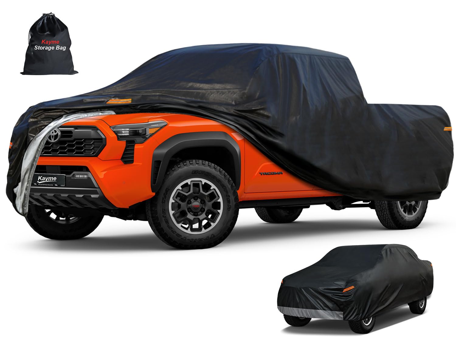 Photo 1 of Kayme Mid-Size Truck Cover Waterproof All Weather, Heavy Duty Outdoor Midsize Pickup Cover Sun Uv Rain Protection, Universal Fit Ford Ranger, Chevy Colorado, GMC Canyon etc. Length Up to 215 inch.