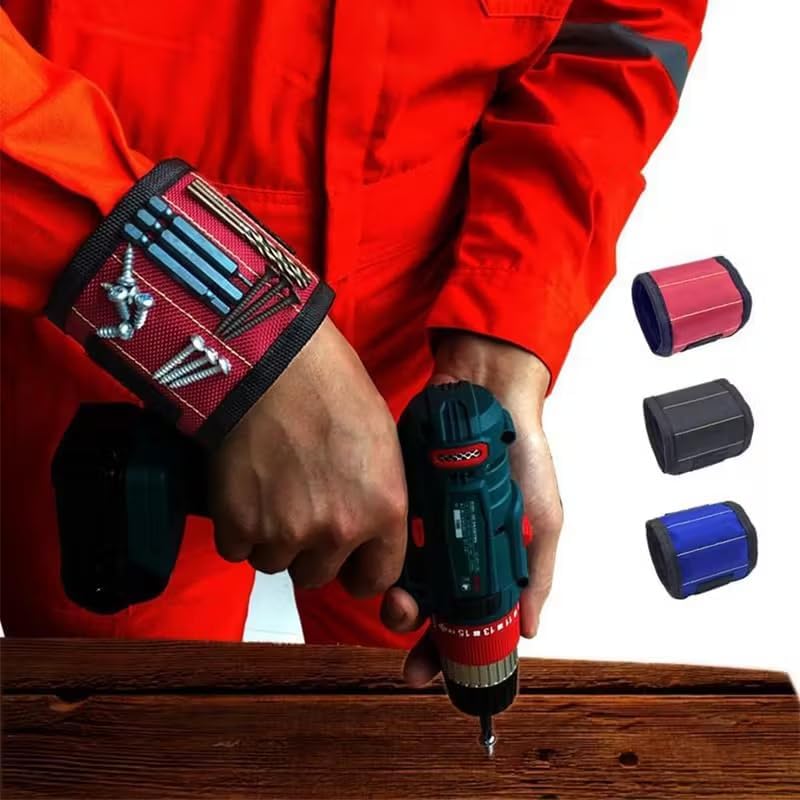 Magnetic Tool Wrist Guard, Magnetic Wristband - Suitable for Screws, Nails, and Drills, Suitable for dad DIY Tool Holder, 1pcBlack