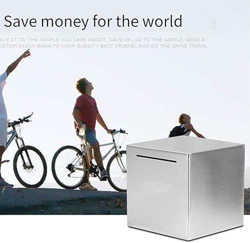 Miniatura 5 de Alcancía segura, caja fuerte de acero inoxidable, caja de ahorros para adultos y niños, solo puede ahorrar la alcancía que no se puede sacar, debe