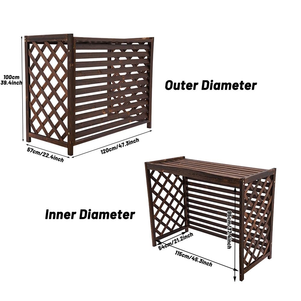 Pianta in legno resistente alle intemperie per condizionatori d'aria e pompe di calore, antiruggine, griglia esterna in resina Corros (115 x 54 x 95 cm) - ideale per uso esterno e protezione