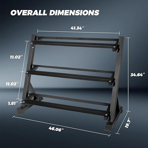 Miniatura 3 de RITFIT Juego de mancuernas hexagonales de goma de 650550450350300310260210200180150100 libras con soporte para mancuernas opcional, juego de pesas