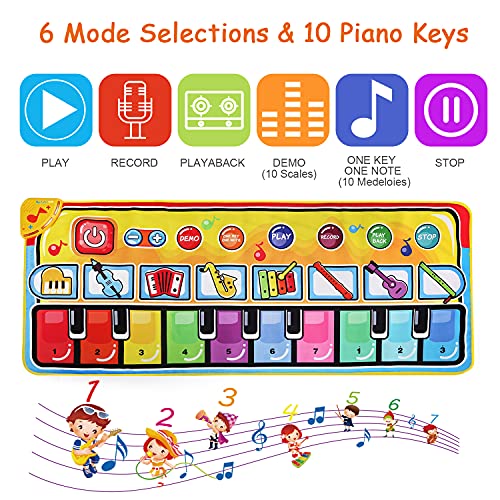 Ballery Piano Mat voor kinderen, piano mat, 148 x 60 cm, dansmat, pianomat, muziekmat, keyboard matten, speeltapijt baby… - Image 7