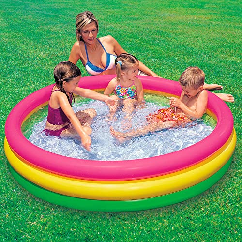 Intex 57412NP - Aufblasbarer Pool Sunset Glow, DREI Ringe, Vinyl, Mehrfarbig, 114x25 cm
