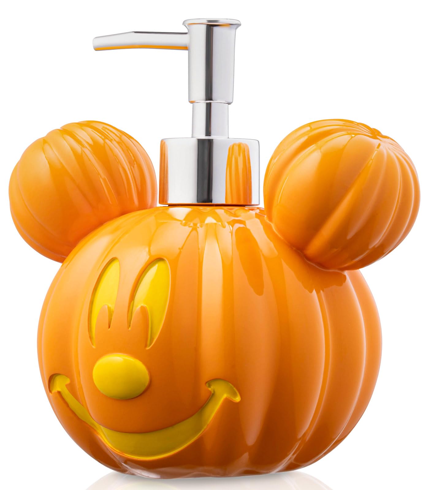 Jay Franco Disney Mickey Mouse Pumpkin Jack-O-Lantern Soap Dispenser - Autumn & Halloween Bathroom Décor and Storage - Orange Resin Lotion Pump