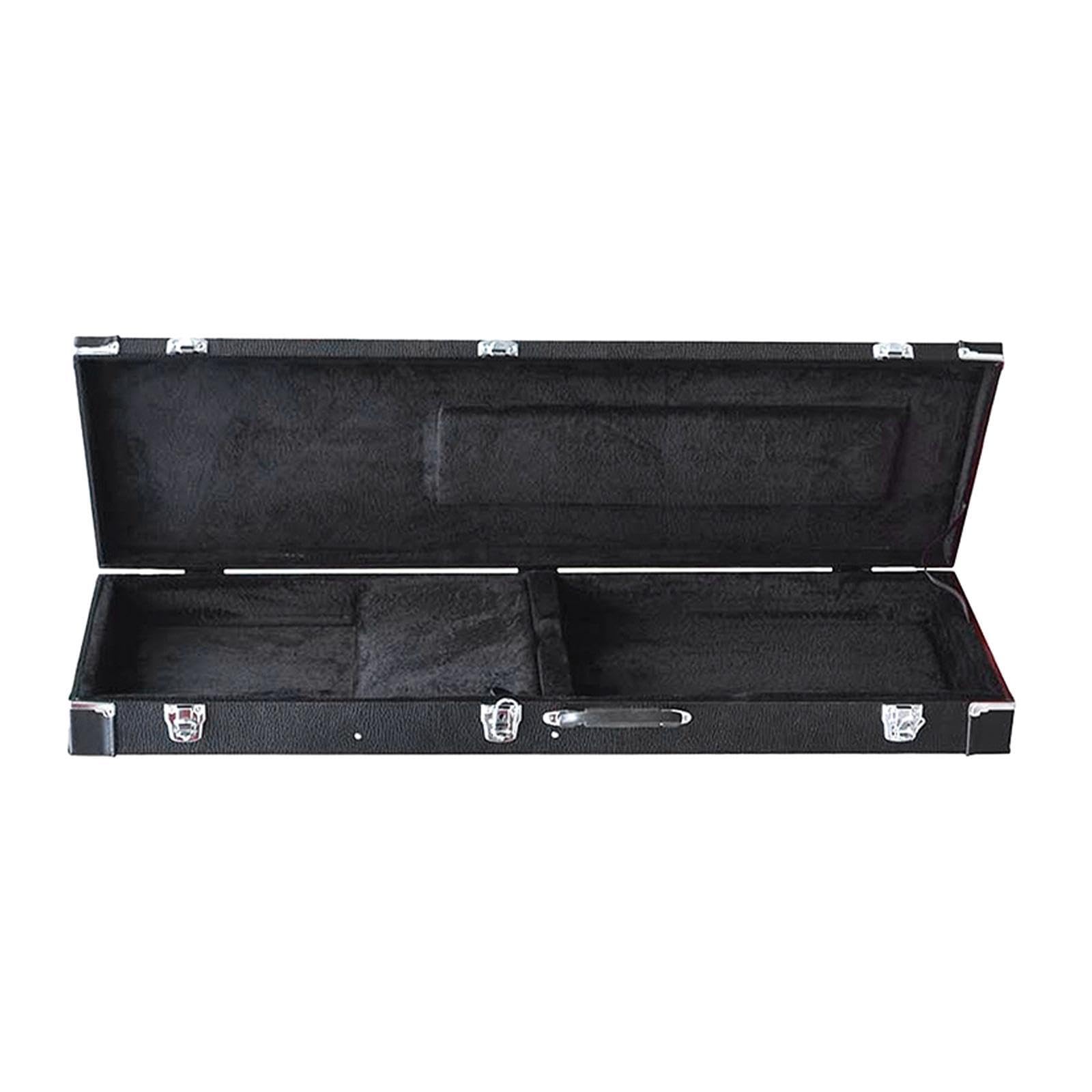 Custodia rigida in legno per basso elettrico. Costruzione durevole. Protegge musicisti e chitarristi. Custodia rigida per chitarre elettriche standard. Con serratura.