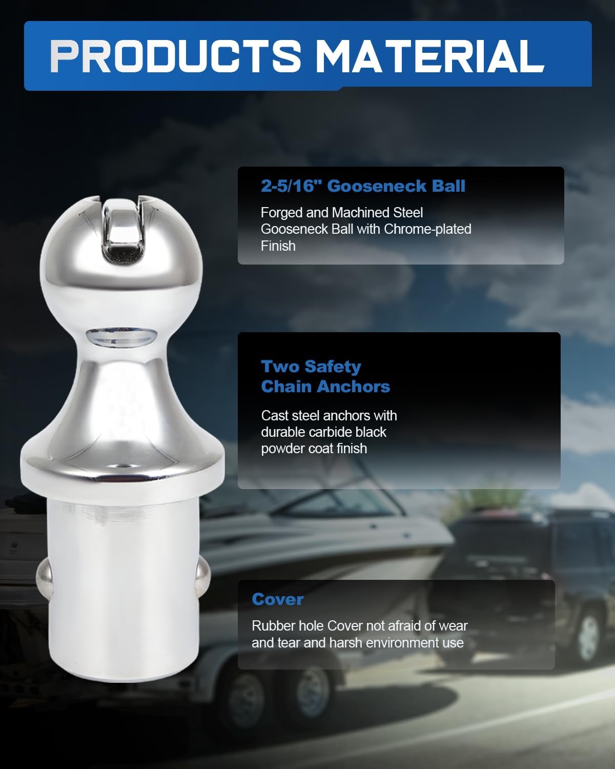 60618 Puck System Gooseneck Hitch Ball Kit Compatible with 2013-2025 Dodge RAM 2500 3500, 2-5/16 Inch Gooseneck Ball for Truck Bed with Gooseneck Safety Chain Anchors 30000 lbs GTW/ 7500 lbs VTW ECCPP