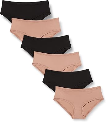 Amazon Essentials Women's Breathable Microfibre Seamless Panties (Available in Plus Size), Pack of 6