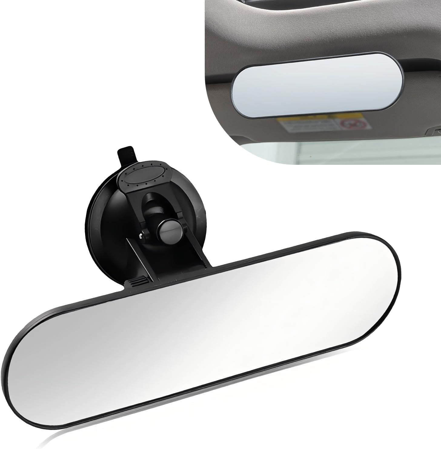 1 PC Rear View Mirror, Adjustable Rear View Mirror with Suction Cup, 8.66" × 2.56" Wide Angle HD Rearview Mirrors, Universal for Vehicle, Marine, Boat, Truck, SUV, Van (White)