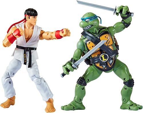 Miniatura 5 de BANDAI Paquete de 2 figuras de acción de Leonardo Vs Street Fighter Ryu, Tortugas Ninja Adolescentes Mutantes  6 pulgadas y tortuga con