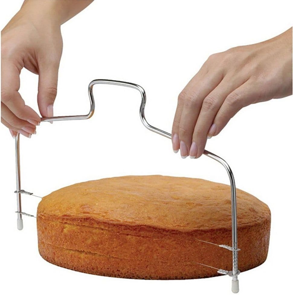 Adjustable Cake Leveler Cake Slicer with Stainless Steel Wires and Handle for Leveling Tops Pizza Bread Delaminator Cutter