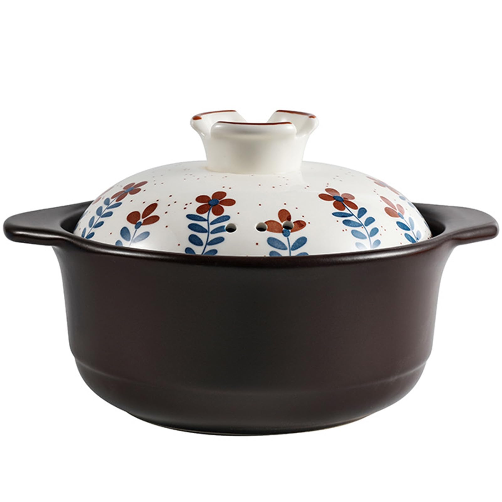 VHJdtE Ceramic stew pots, Saucepans Casserole with Lid Large Clay for Heat Resistant Round(1.8L/1.6Quarts)