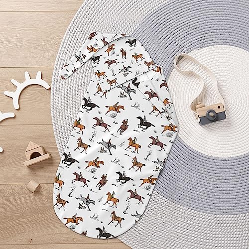 Image of Horse Swaddling Blanket for Baby, Western Baby Stuff with Hat