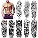 HOWAF 8 Blätter Full Arm Temporäre Tattoos Männer Herren Wasserdicht Ärmel klebetattoo Aufkleber Wolf Löwe Tiger Voller Große fake Arm Tattoo Rose Frauen Temporär Tätowierungen Erwachsene